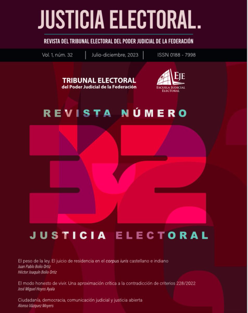 Ya está disponible el número 32 de Justicia Electoral! 🗳️

Un análisis profundo sobre democracia, justicia intrapartidaria, nulidad electoral y violencia política de género.

📖 Descárgala y reflexiona: te.gob.mx/editorial/pdf/…