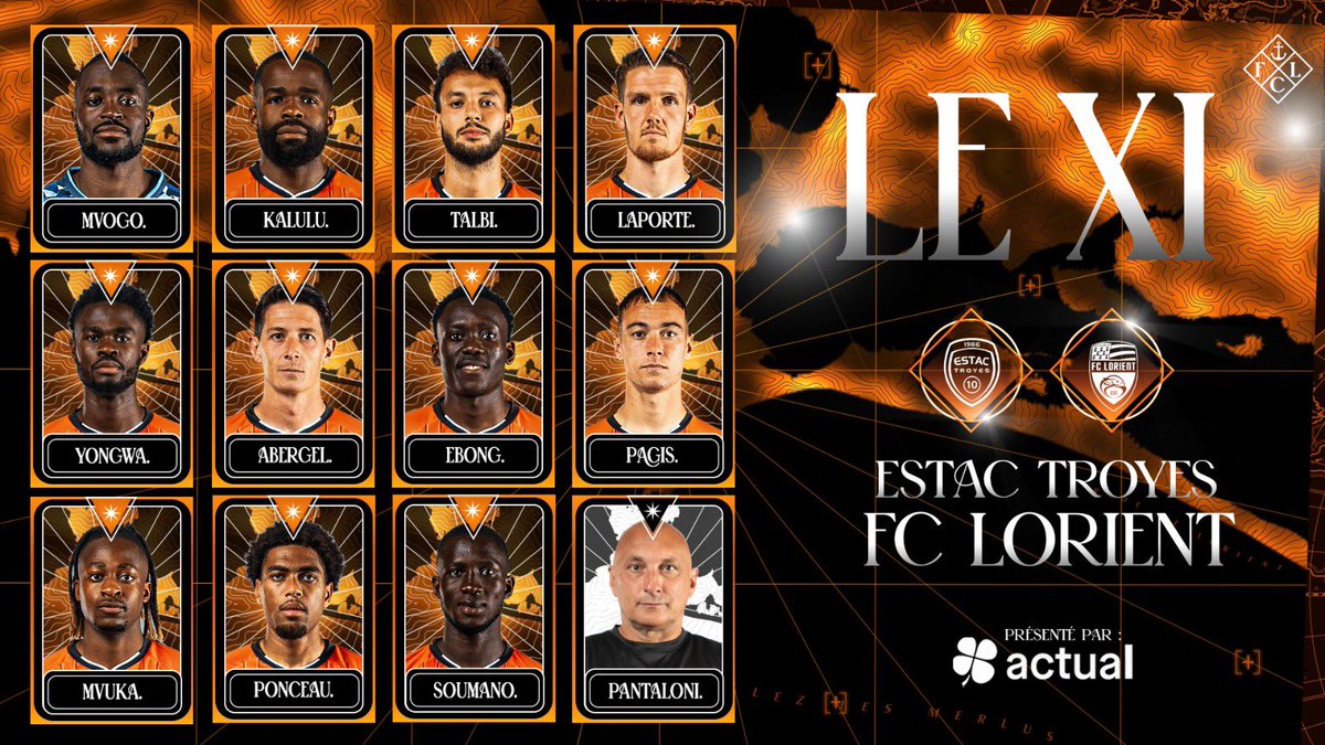 FCLorient's tweet image. La composition de nos Merlus pour affronter Troyes 🟠⚫️