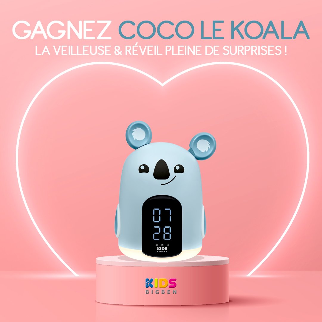 #JeuConcours - COCO est une jolie veilleuse et un réveil débordant de surprises : fais bouger ses oreilles pour gérer la veilleuse, le réveil ou encore l'intensité lumineuse ! 💝

Pour tenter de le gagner : 
🐨 RT + FOLLOW
🐨 Avec qui aimeriez-vous partager COCO le Koala ?