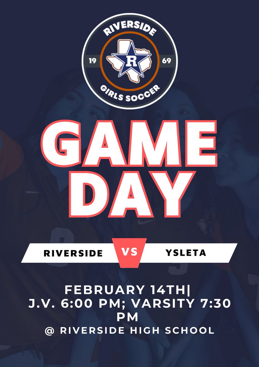 Riverside High School Girls Soccer (@rhs_gsoccer) on Twitter photo Game day!
🥅vs Ysleta
🏟️ @ Riverside High School
⌚ JV, 6:00 PM & Varsity, 7:30 PM
<a href="/MSanchez14_/">Mario Sanchez</a> <a href="/Reza_RHS/">Reza</a> <a href="/GerardoANorieg1/">Gerardo A. Noriega</a> <a href="/Daniel_Chavez08/">Daniel Chavez</a> <a href="/Riverside_4ever/">Riverside_Rangers</a> Game day!
🥅vs Ysleta
🏟️ @ Riverside High School
⌚ JV, 6:00 PM & Varsity, 7:30 PM
<a href="/MSanchez14_/">Mario Sanchez</a> <a href="/Reza_RHS/">Reza</a> <a href="/GerardoANorieg1/">Gerardo A. Noriega</a> <a href="/Daniel_Chavez08/">Daniel Chavez</a> <a href="/Riverside_4ever/">Riverside_Rangers</a>