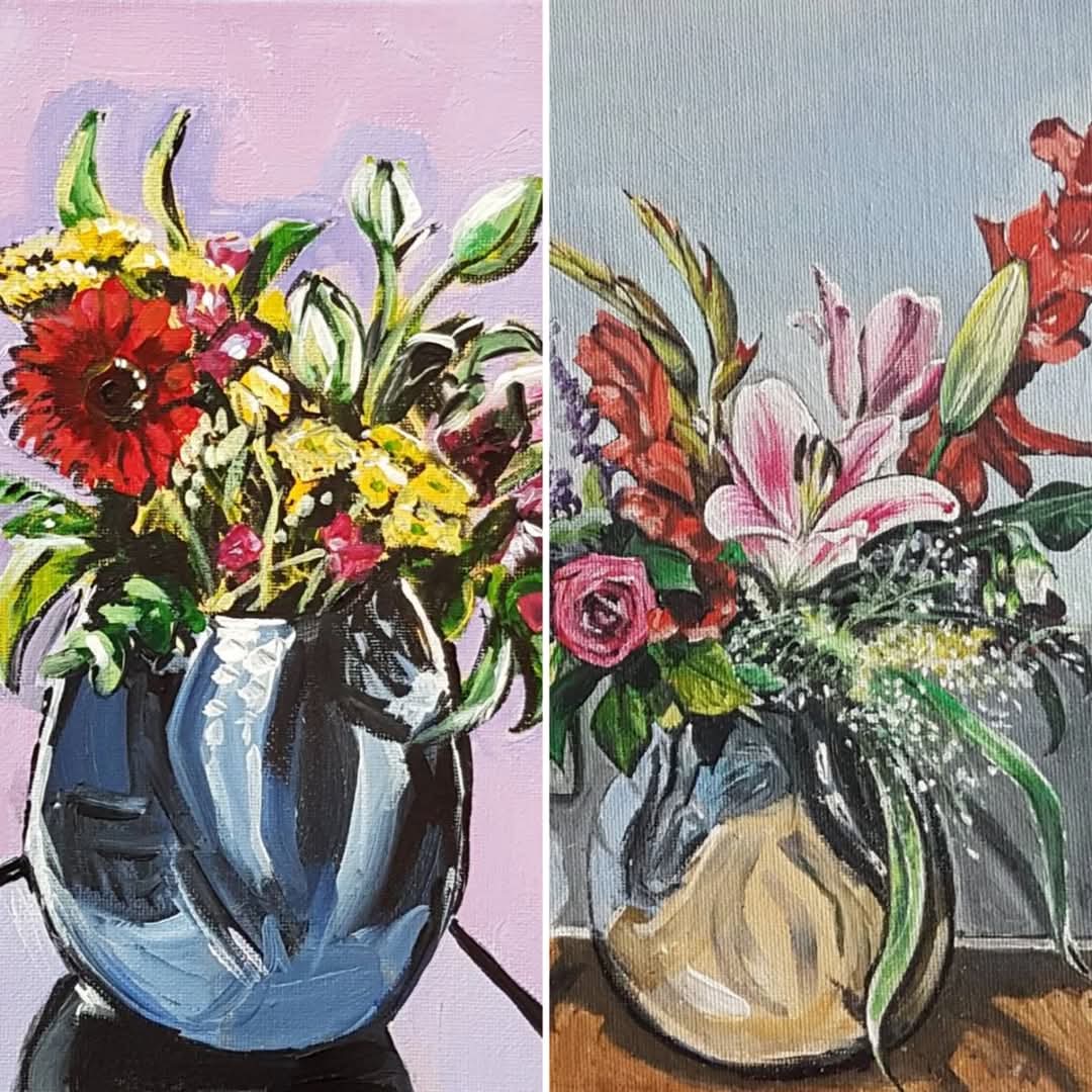 Happy v-day my loves; have some assorted hearts and flowers on me 💝😁

Detail of artworks from 2018-25 in acrylics and watercolour 🖼🎨

#Valentines #romance #love #flowers #art #painting #ArtistOnTwitter