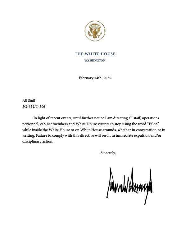 BladeoftheS's tweet image. Donald Trump has sent out a letter banning everyone from calling him a felon with instant dismissal for all who disobey.
But he can't fire us.
Donald Trump is a Felon.
Donald Trump is a Felon.
Donald Trump is a Felon.
Donald Trump is a Felon.