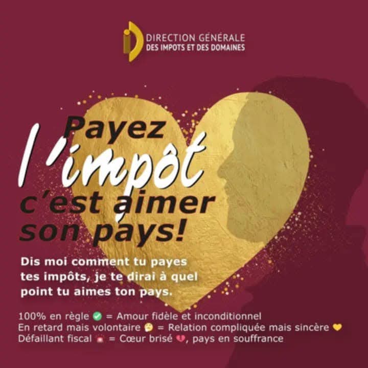 geovisiosn's tweet photo. "Payer l'impôt, c’est aimer son pays''. 😍 En cette Saint-Valentin, prouvons notre attachement au Sénégal en contribuant à son développement !

 #impôts #dgidsn #dgid #sénégal https://t.co/X6ztFXYamh