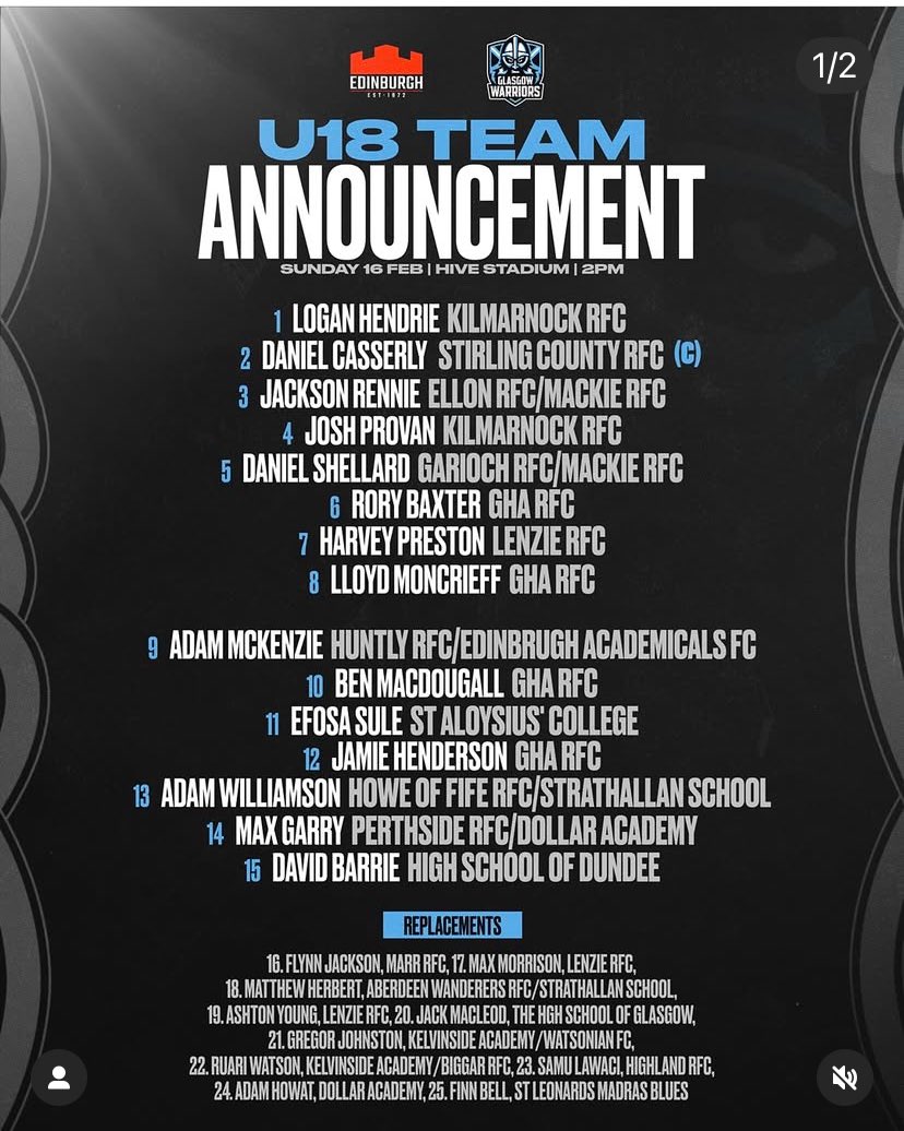 Rugby 🏉 | Goodluck Efosa (S5) and the Glasgow warriors U18 squad this weekend when they face Edinburgh at the hive on Sunday.

<a href="/StAlsGlasgow/">St Aloysius' College</a> <a href="/Scotlandteam/">Scottish Rugby</a>