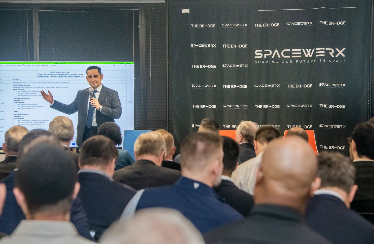 USSF_SSC's tweet image. Accelerating space acquisition was the goal achieved last week when U.S. Space Force’s Small Business Office within #SpaceSystemsCommand held an inaugural Subcontracting Forum designed to connect large military contractors with potential small business partners.