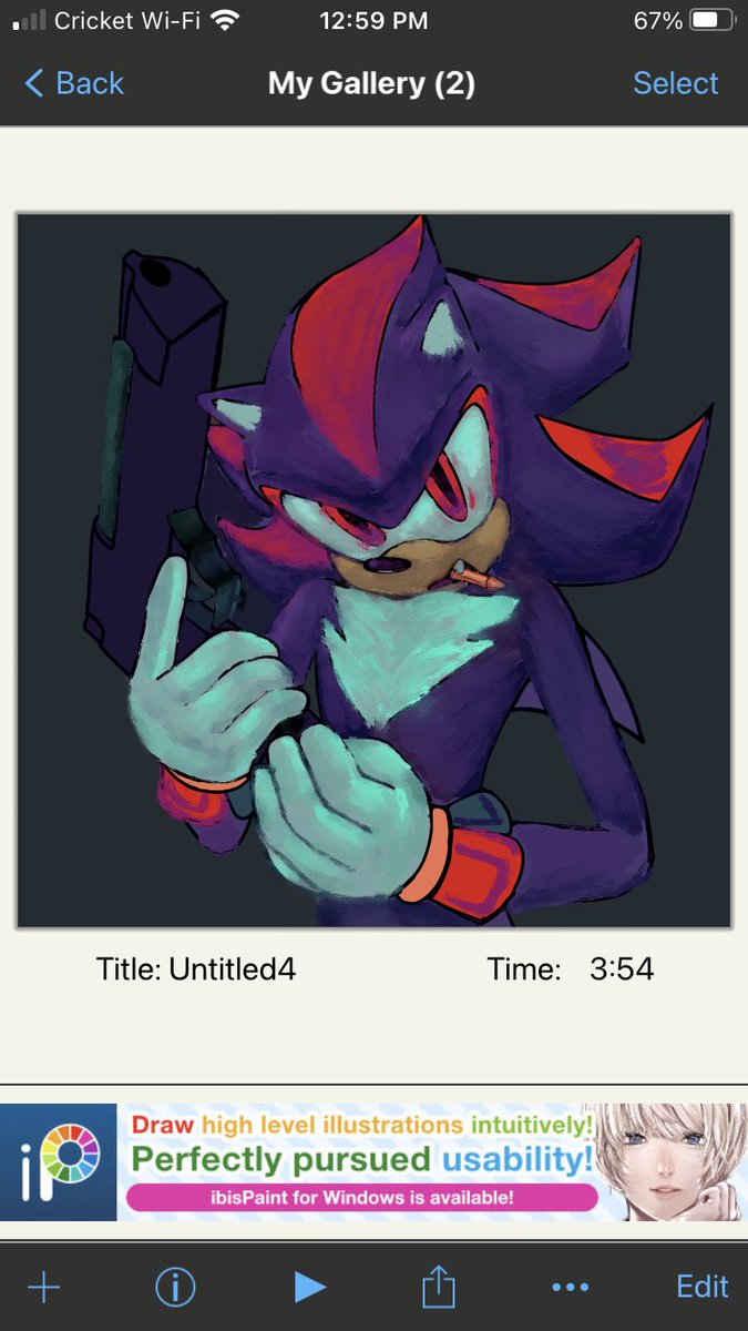 Wip on ibis paint since my drawing tablet broke sigh #ShadowTheHedegehog