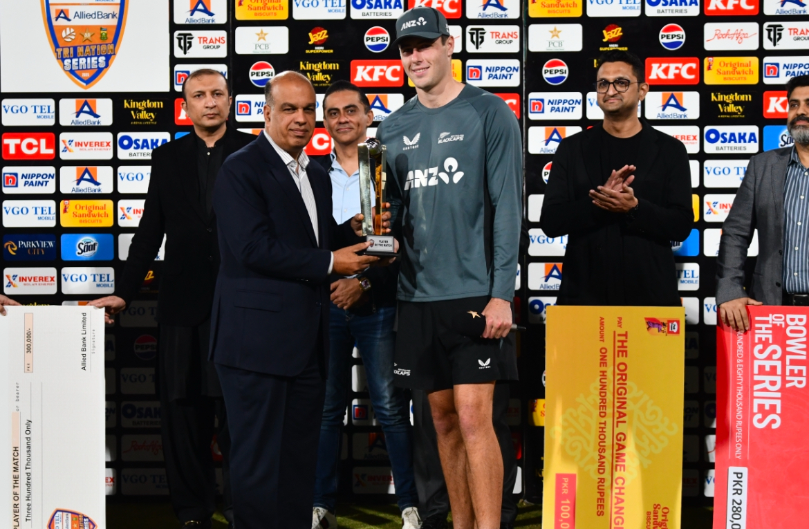 With career-best ODI figures (4-43), including the big wickets of Fakhar Zaman and Mohammad Rizwan, tonight’s Player of the Match - Will O’Rourke 👏 #3Nations1Trophy