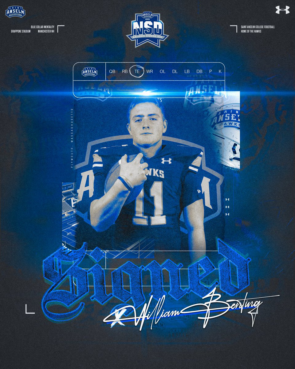 Saint Anselm Football 🏈 #BCM (@stahawksfb) on Twitter photo 𝐖𝐄𝐋𝐂𝐎𝐌𝐄 𝐓𝐎 𝐓𝐇𝐄 𝐇𝐈𝐋𝐋𝐓𝐎𝐏 🤝🏡
✍️ Will Benting <a href="/BentingWill/">Will Benting</a>
🏈 Tight End
📍 Plymouth, Massachusetts
#BCM #NSD25 𝐖𝐄𝐋𝐂𝐎𝐌𝐄 𝐓𝐎 𝐓𝐇𝐄 𝐇𝐈𝐋𝐋𝐓𝐎𝐏 🤝🏡
✍️ Will Benting <a href="/BentingWill/">Will Benting</a>
🏈 Tight End
📍 Plymouth, Massachusetts
#BCM #NSD25