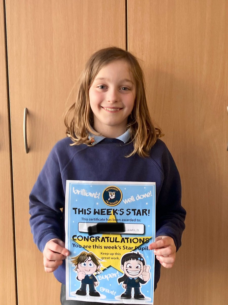 A huge well done to Year 4
<a href="/WakefieldMetSch/">Wakefield Methodist</a>
Stars of the Week. The 1st for growing in confidence and developing a voice in class. The second always works so hard all of the time &amp; has really begun to grow in confidence as she happily chats with the adults in class .