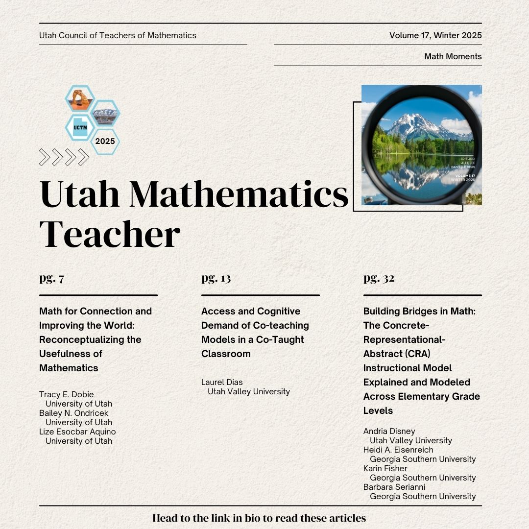 UCTM_math's tweet image. 🎉 Dive into insightful articles on math education, co-teaching, and instructional strategies designed to enhance learning for all students.

🔗 Read the full articles now! Link in bio.

#MathEducation #UCTM #TeacherResources #MathTeaching #ProfessionalDevelopment #MathForAll
