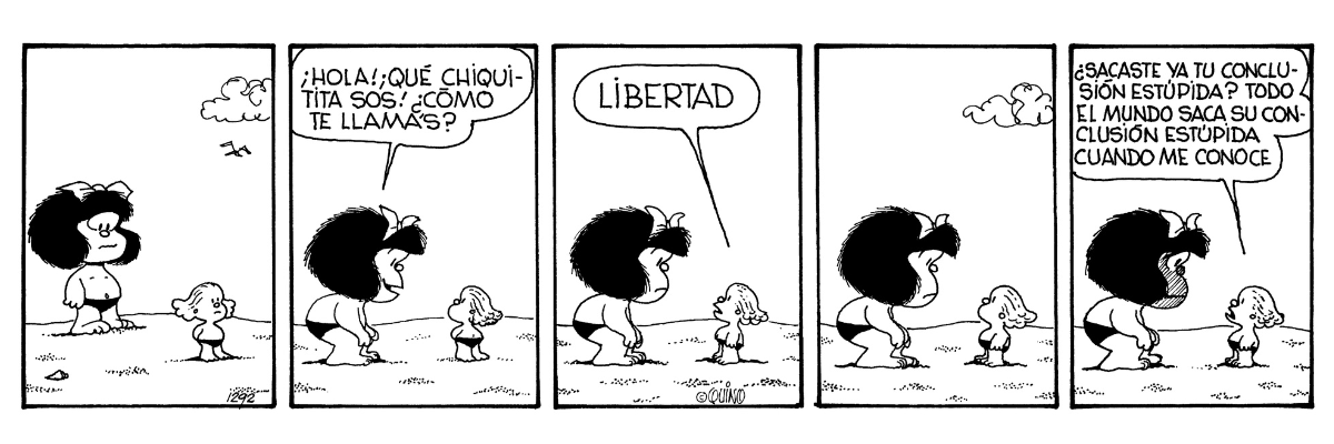 MafaldaDigital's tweet photo. ¿Sabías que...? 🗓 Un día como hoy, hace 55 años, aparece por primera vez en las tiras de Mafalda el personaje de Libertad, la última en sumarse a este icónico grupete de amigos. https://t.co/GI5tFkm9u4