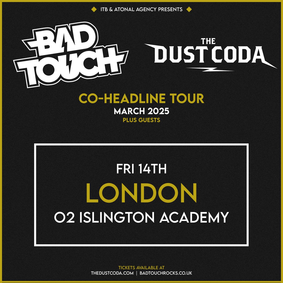 Bad Touch (@badtouchrocksuk) on Twitter photo ‼️LONDON‼️
One month baby! Grab those tickets and join us and @thedustcoda at the <a href="/O2AcademyIsl/">O2 Academy Islington</a>
bnds.us/immj2t
#london #livemusic #islington #band #livemusiclondon #gig #concert #rockband #rock #rocknroll ‼️LONDON‼️
One month baby! Grab those tickets and join us and @thedustcoda at the <a href="/O2AcademyIsl/">O2 Academy Islington</a>
bnds.us/immj2t
#london #livemusic #islington #band #livemusiclondon #gig #concert #rockband #rock #rocknroll