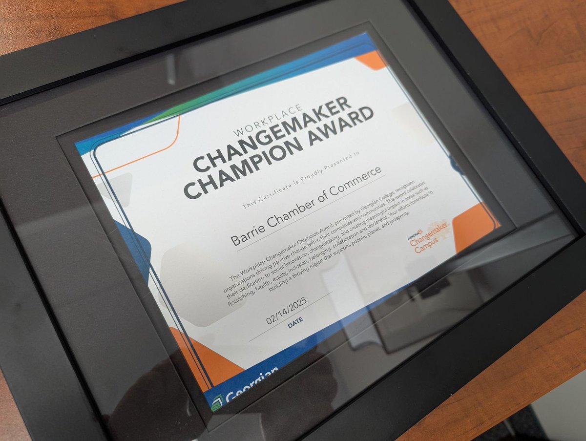 BarrieChamber's tweet photo. ๐ Exciting News! ๐
The Community Impact Lab launched today with @georgiancollege & @YMCASimcoeMusk!
๐ Honored to receive the Workplace Changemaker Champion Award alongside @SMDhealthunit @RedwoodPark @EFrySimcoe.
Learn more: https://t.co/ObmoUTpuGn
#CommunityImpactLab https://t.co/9PYIwpbEcb