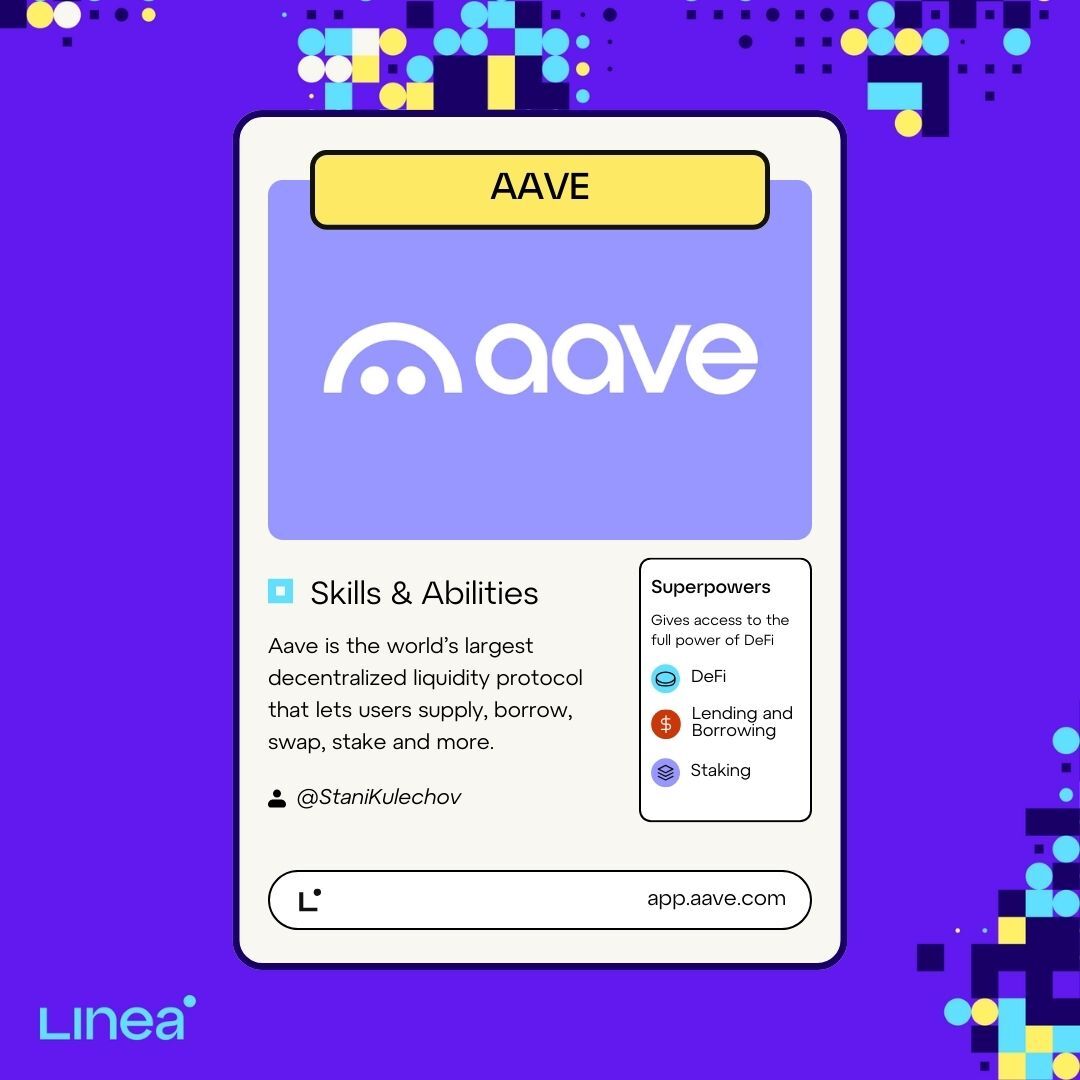 LineaBuild's tweet image. In honor of @Aave’s historic launch on Linea this week, they are the first dapp to be featured on our Linea Ecosystem Cards. We are beyond thrilled to welcome the world’s largest liquidity protocol to Linea. Go forth and lend, borrow, swap, and stake this Valentine's Day! 
❤️…