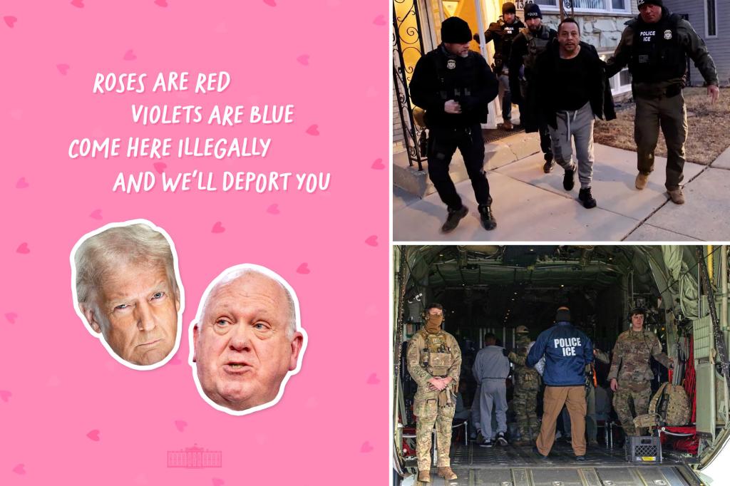 White House trolls illegal migrants with Valentine’s Day card featuring Trump, Homan: ‘We’ll deport you’ trib.al/L2NXqav