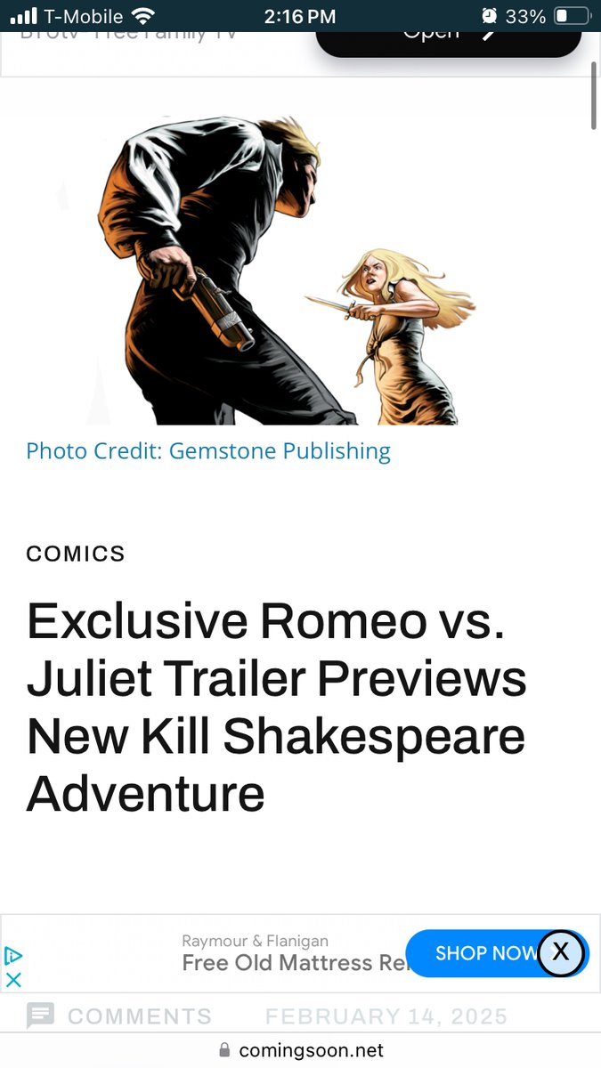 anthony_delcol's tweet photo. The best way to reunite with an ex on Valentine's Day is to... 

face off in a high noon-style duel and showdown? 

@comingsoonnet premiered the first trailer for ROMEO VS. JULIET (created by @davidhfilms)!

https://t.co/VGlNqXf956 https://t.co/Wb8V8AgpLf
