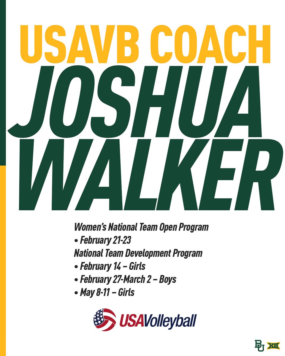 Baylor Volleyball (@baylorvball) on Twitter photo We're so proud of Coach Walker for all he does with <a href="/usavolleyball/">USA Volleyball</a>! Go get it done, JW!
#SicEm🐻🏐 We're so proud of Coach Walker for all he does with <a href="/usavolleyball/">USA Volleyball</a>! Go get it done, JW!
#SicEm🐻🏐