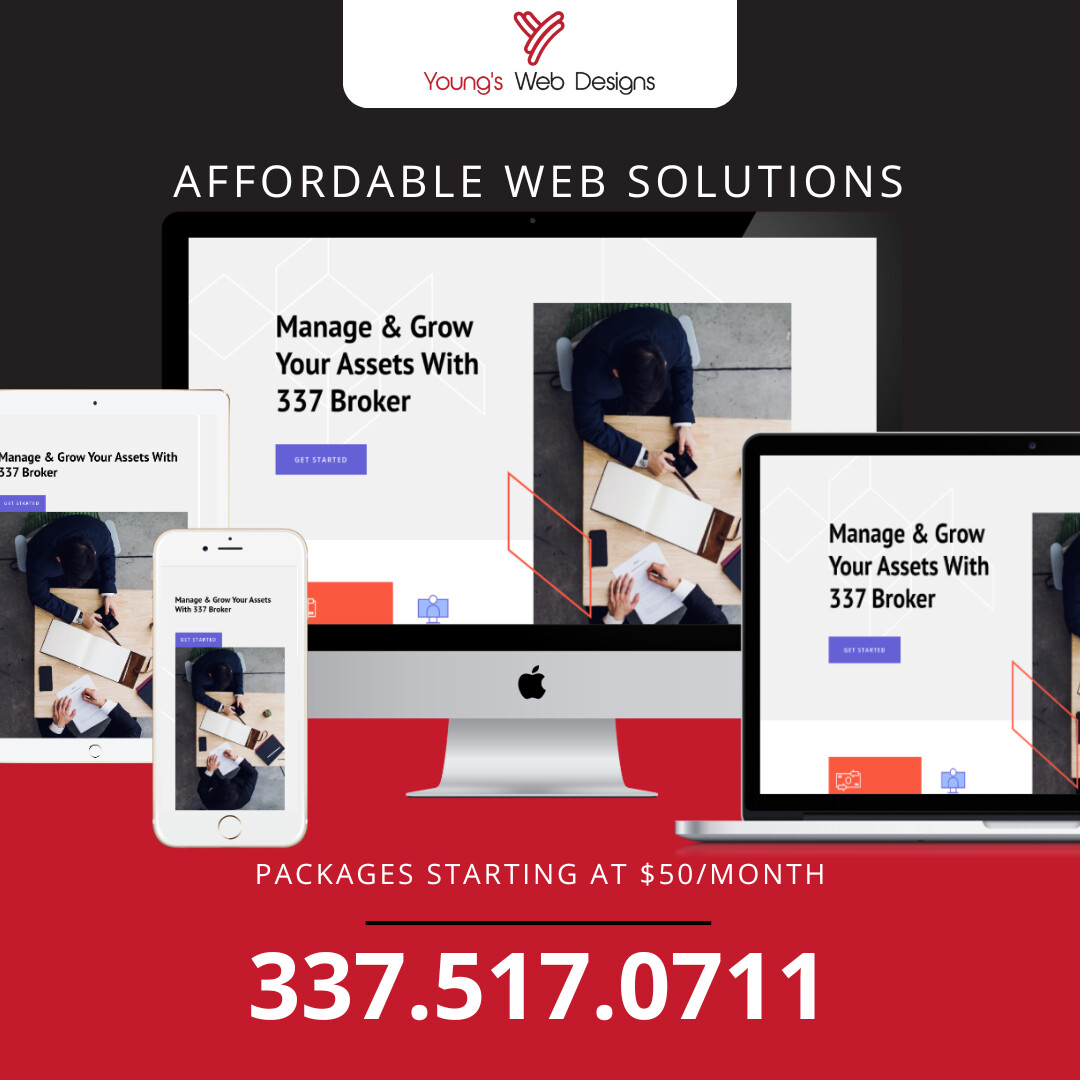 YoungsWebDesign's tweet image. Our Small Business Website Packages start at just $50/month! 🚀
📞 Call Clay Young at 337-517-0711 today to get started! See our work at youngswebdesigns.com!
#WebDesignForSmallBusiness #OnlineSuccess #SEOHelp #DigitalMarketing #YoungsWebDesigns