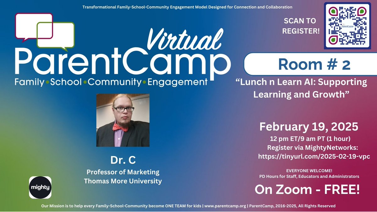 Thomas More University (@thomasmoreky) on Twitter photo Are you interested in learning more about AI as it supports learning and growth for your child? Join Thomas More Professor Dr. C for this virtual Lunch ’n’ Learn for Parent Camp on Wednesday, Feb. 19. RSVP required! #LearnMore 
ow.ly/egQK50V0tye Are you interested in learning more about AI as it supports learning and growth for your child? Join Thomas More Professor Dr. C for this virtual Lunch ’n’ Learn for Parent Camp on Wednesday, Feb. 19. RSVP required! #LearnMore 
ow.ly/egQK50V0tye