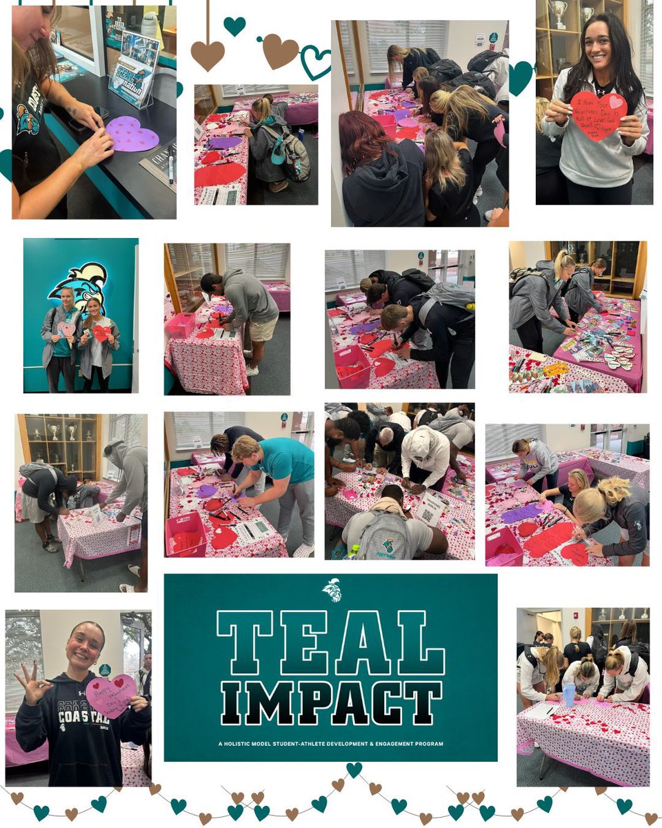CCU_SADE's tweet image. This is TEAL IMPACT!👌
Thank you to our 216 student-athletes who made Valentine’s cards for our local nursing homes this week!!💌
We hope they felt the Chanticleer love today!🩵
#TealImpact #ChantsUp #TealNation