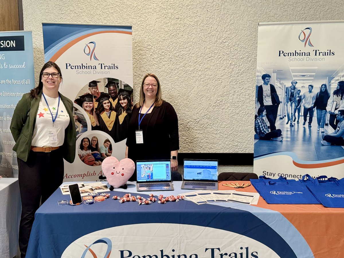 Pembina Trails SD (@pembinatrails) on Twitter photo A fantastic time was had yesterday at the Brandon University Teacher Recruitment Fair <a href="/BrandonUni/">Brandon University</a> 📘🙌
Thank you to Tori Patzer, Principal from @ecole_vw_school and Carrie Dunford, Vice-Principal from <a href="/FRCCenturions/">FRC Centurions</a> in taking the time to engage with future teachers! 🍎📝 A fantastic time was had yesterday at the Brandon University Teacher Recruitment Fair <a href="/BrandonUni/">Brandon University</a> 📘🙌
Thank you to Tori Patzer, Principal from @ecole_vw_school and Carrie Dunford, Vice-Principal from <a href="/FRCCenturions/">FRC Centurions</a> in taking the time to engage with future teachers! 🍎📝