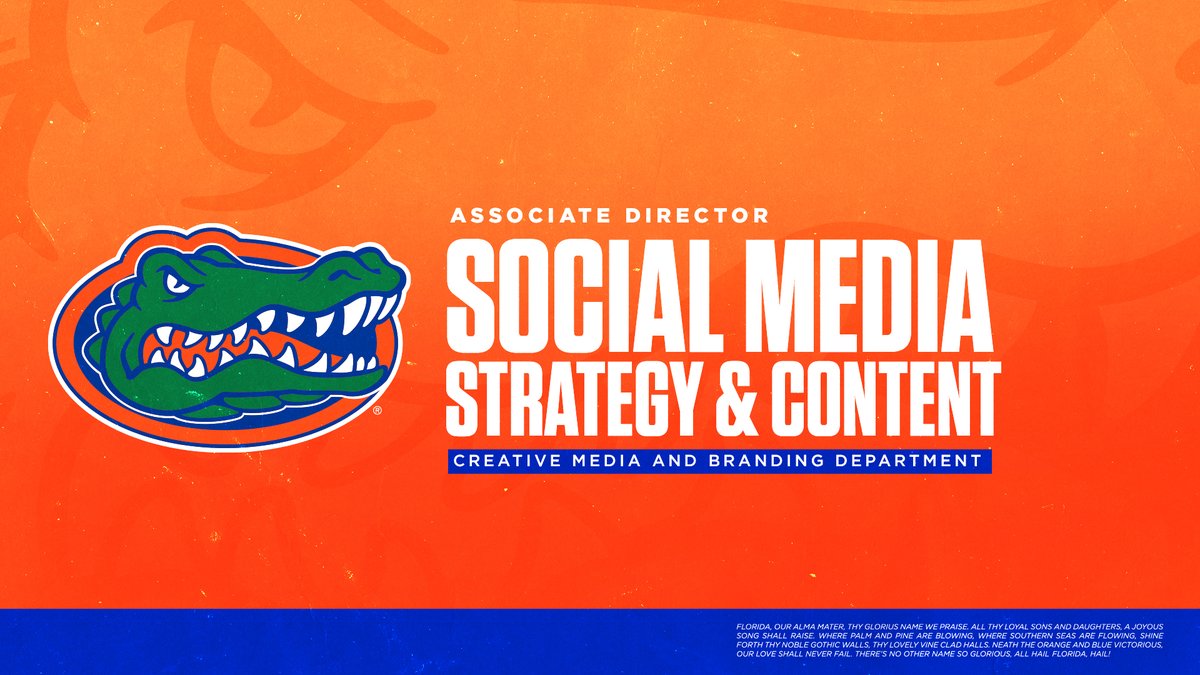 Gators Creative (@gatorscreative) on Twitter photo Join the squad 📲 
We are hiring an Associate Director of Social Media Strategy & Content! Be a part of the Creative Media & Branding team and help tell the stories of the Gators 🐊
 
Apply now ⤵️: recruiting.ultipro.com/UNI1069/JobBoa…
#GoGators Join the squad 📲 
We are hiring an Associate Director of Social Media Strategy & Content! Be a part of the Creative Media & Branding team and help tell the stories of the Gators 🐊
 
Apply now ⤵️: recruiting.ultipro.com/UNI1069/JobBoa…
#GoGators