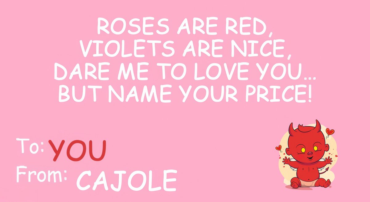 CAJOLEsocial's tweet photo. No flowers, no chocolates — just cold, hard cash.
Happy Valentine’s Day from https://t.co/KH24h2v9Jl! 🖤 https://t.co/Nyr5WZzqY3