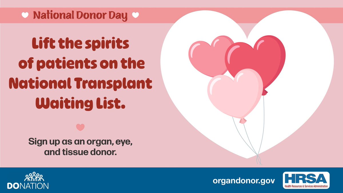 This #NationalDonorDay, let's work together to expand and diversify the organ donor pool. Patients from all backgrounds are waiting for a life-saving transplant, and YOU can be the difference. Become an advocate for organ donation today.

🔗 Sign up at bit.ly/3ZpF0HV