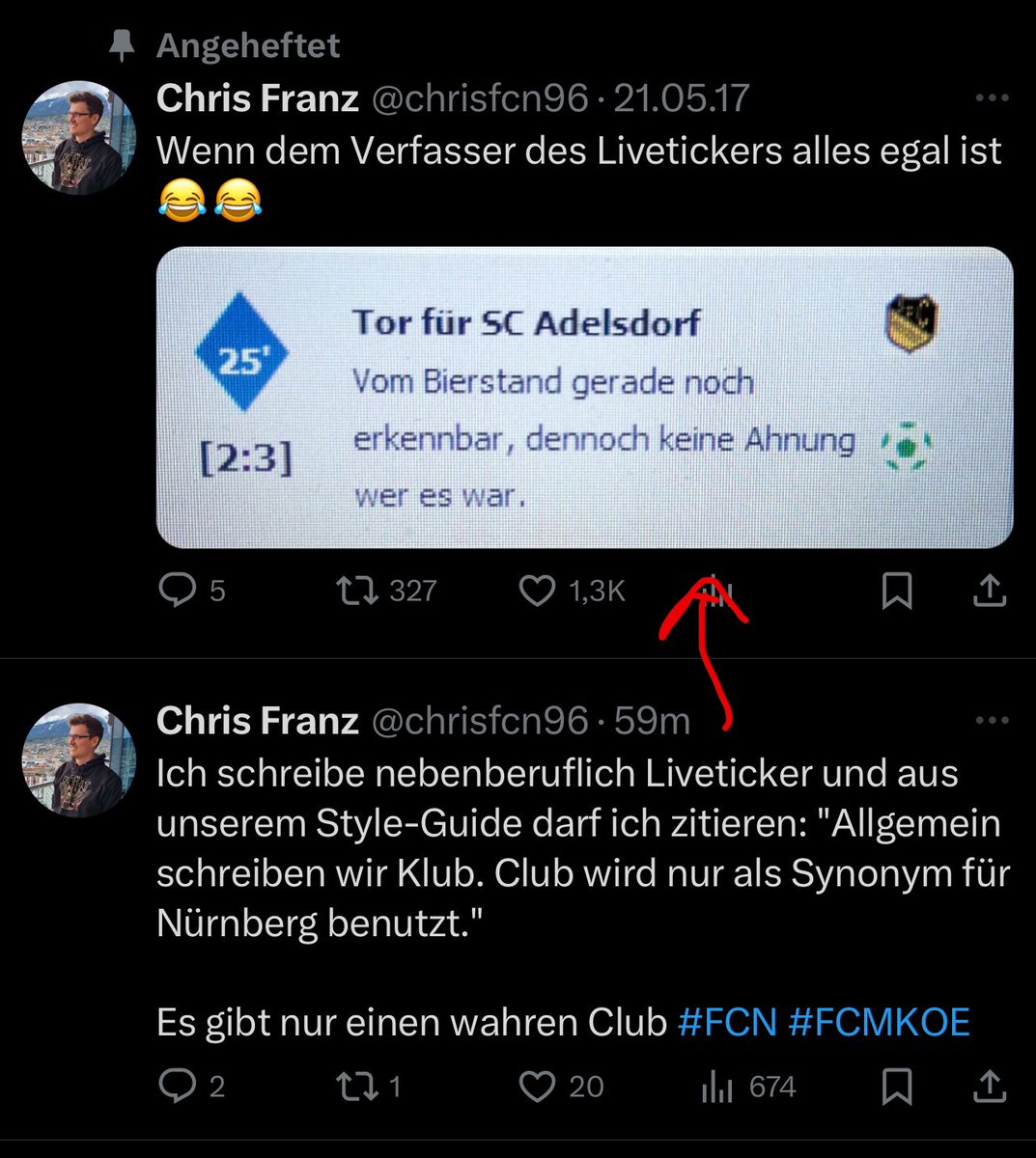 Machteburch's tweet photo. @chrisfcn96 Wie seriös die Liveticker sind, sieht man in deinem Profil. 🤓 https://t.co/mVnqNcFePA