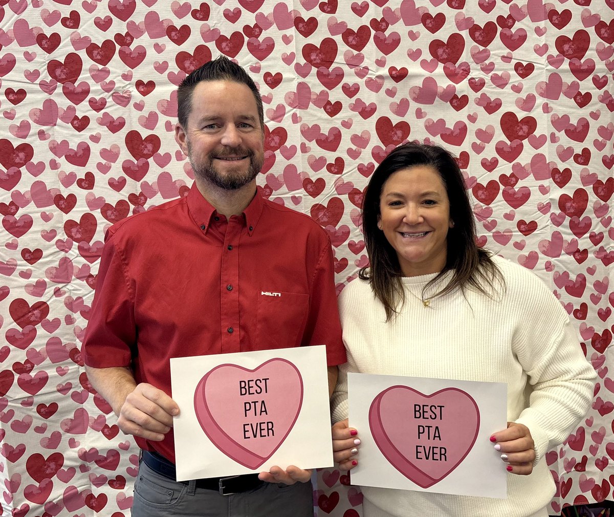 ErinKelleyMay's tweet photo. We love to spend our staff meetings prioritizing culture and spreading the love. Having a staff meeting on Valentine’s Day made this easy and so much fun! We wrote Valentine’s, did a kindness raffle, and had a Valentine’s Day themed Photo Booth. #LoveOurSchool ❤️@OliveChapelElem https://t.co/YPotgcF8uG