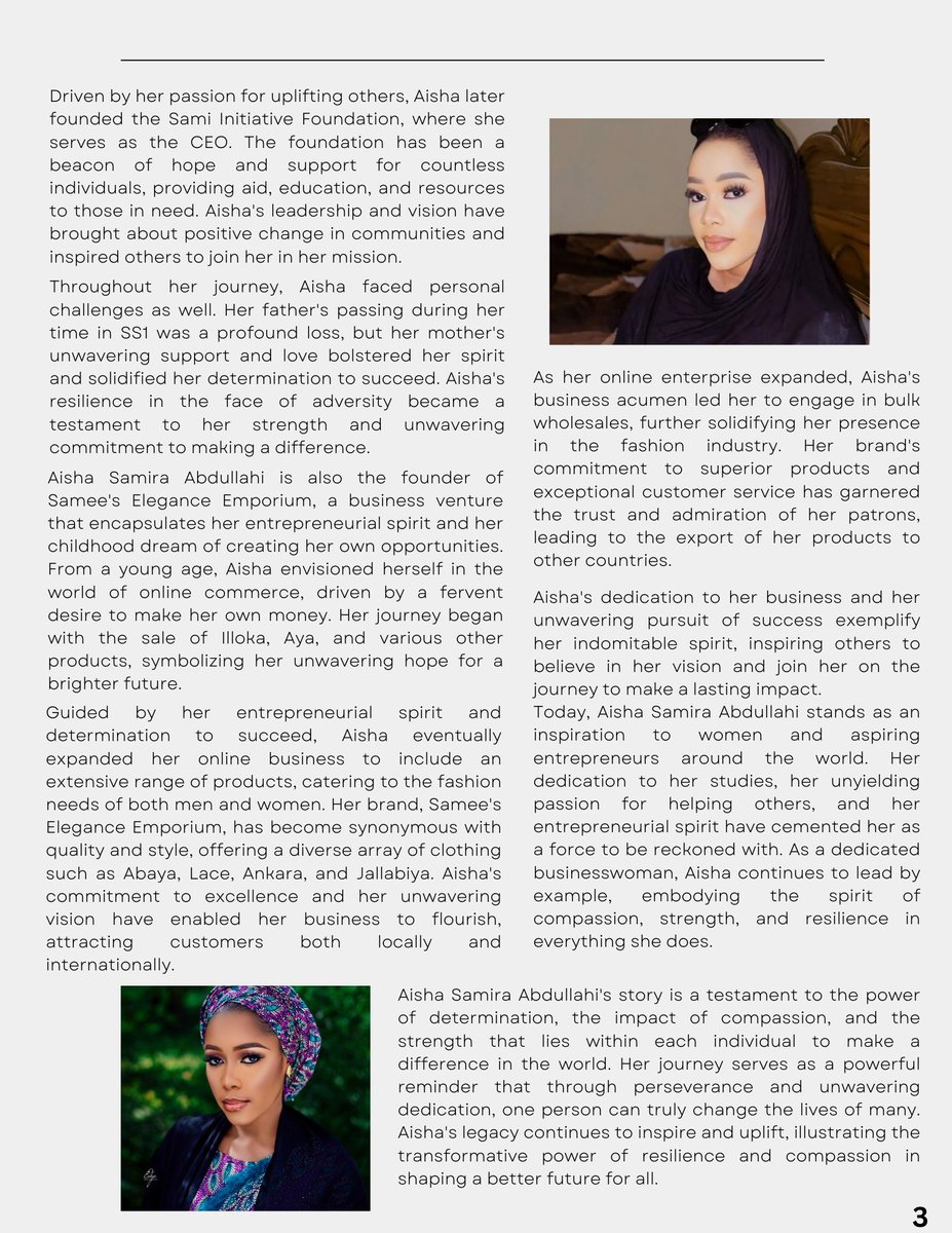 bauchi_Magazine's tweet photo. 🌟✨ Join us in celebrating the incredible journey of Aisha Samirah Abdullahi! Her story is a powerful testament to resilience and compassion, inspiring us all to overcome challenges and uplift others. https://t.co/KUGJtAqSuv