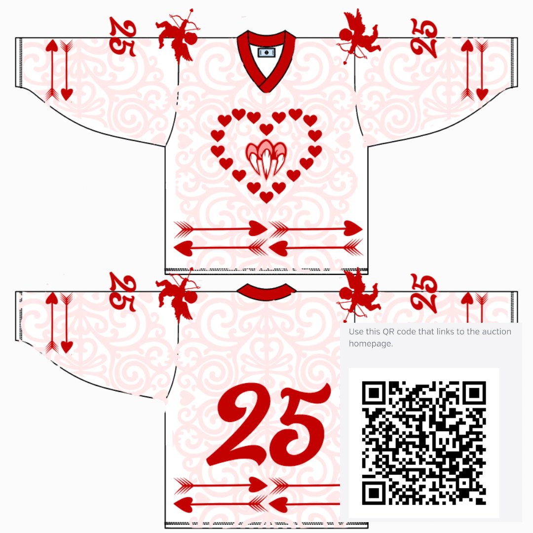 Welcome to Deke’s Sweetheart #JerseyAuction! Here’s your exclusive chance to bid on game-worn Fresno Monsters jerseys, each featuring a player’s name and number. 

💘 Bid Here: fresnomonsters.betterworld.org/.../deke-s...
 Use the QR Code to link to the auction site for convenience.

#Freshow