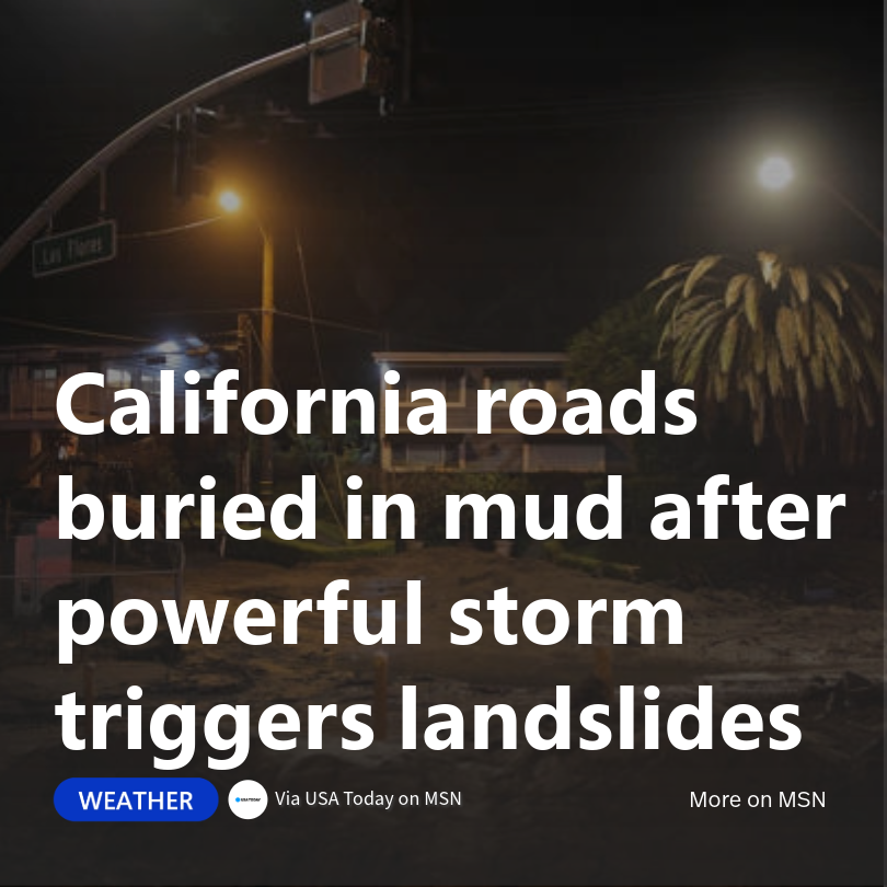 MSN's tweet image. Roads remain closed across Southern California after an atmospheric river triggered mudslides and flash flooding in fire-ravaged areas. 

Major routes like the Pacific Coast Highway are buried under debris. 

Read more: msft.it/6010UqjW6
#CaliforniaStorm #Mudslides