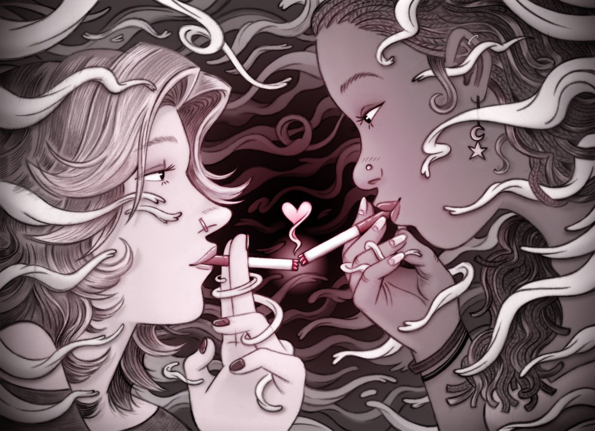 miikesobi's tweet image. cigarette kiss