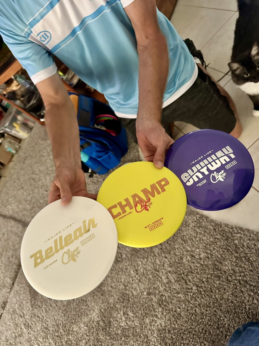 The Belleair, Champ and Skyway Prototypes are available now. The (first run) production stamp will be available early March and are clearly Cat approved! Find them at Climodiscgolf.com