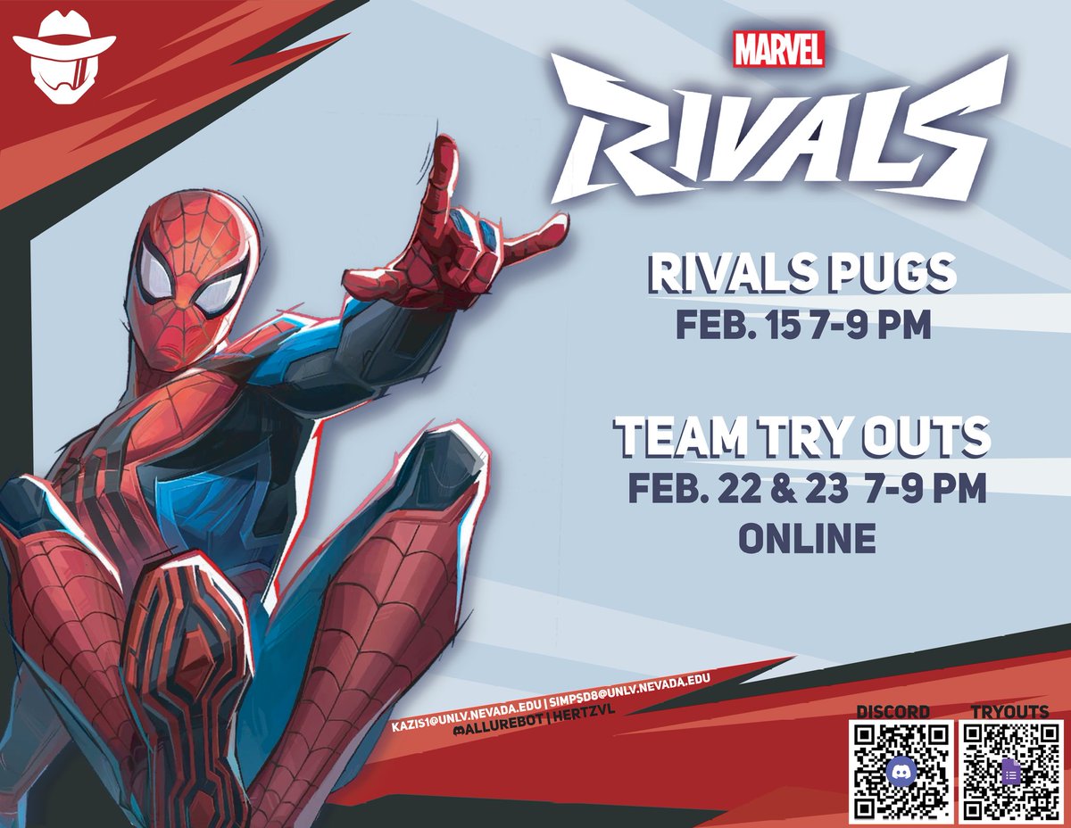 Roses are red, 🌹 
Violets are blue, 💙 
You get a web! 🕸️ 
and you get a web too! 🕸️ ❤️ 

Join Rebel Gaming tomorrow, February 15th 7-9PM PST as we host our very first Marvel Rivals Pick-Up-Games! 

We are also hosting team tryouts on Feb 22 &amp; 23!
Join the discord for more info!