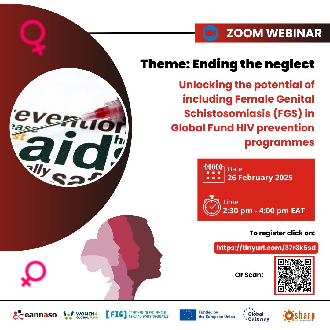 Bridges to Development (@bridges2develop) on Twitter photo The FGS Integration Group is supporting this webinar about including Female Genital Schistosomiasis (FGS) in Global Fund HIV prevention programs! Register here: tinyurl.com/37r3k5sd
#beatNTDs #FGSchisto #EndTheNeglect <a href="/Sightsavers/">Sightsavers</a> <a href="/w4_gf/">Women4GlobalFund (W4GF)</a> <a href="/frontlineaids/">Frontline AIDS</a> <a href="/unlimit_health/">Unlimit Health</a> The FGS Integration Group is supporting this webinar about including Female Genital Schistosomiasis (FGS) in Global Fund HIV prevention programs! Register here: tinyurl.com/37r3k5sd
#beatNTDs #FGSchisto #EndTheNeglect <a href="/Sightsavers/">Sightsavers</a> <a href="/w4_gf/">Women4GlobalFund (W4GF)</a> <a href="/frontlineaids/">Frontline AIDS</a> <a href="/unlimit_health/">Unlimit Health</a>