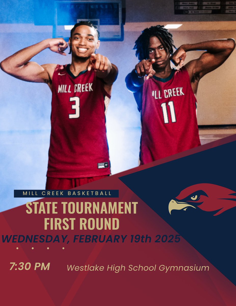 MCHS Basketball (@millcreek_mbb) on Twitter photo Hawks will open up the State Tournament on the road at Westlake.
<a href="/GDPsports/">Gwinnett Daily Post</a> <a href="/KyleSandy355/">Kyle Sandy</a> <a href="/northgareport/">Adrian | Ken</a> <a href="/HoopSeenGA/">HoopSeen Georgia</a> <a href="/Relentless_Hoop/">Relentless Hoops</a> @BracketSage <a href="/DrKrisWatkins/">Dr. Kris Watkins</a> <a href="/RYZEHoops/">RYZE Hoops</a> <a href="/OntheRadarHoops/">Shun Williams</a> <a href="/scoreatlanta/">SCORE Atlanta</a> <a href="/samcrenshaw23/">samuel crenshaw</a> @swooshhoops Hawks will open up the State Tournament on the road at Westlake.
<a href="/GDPsports/">Gwinnett Daily Post</a> <a href="/KyleSandy355/">Kyle Sandy</a> <a href="/northgareport/">Adrian | Ken</a> <a href="/HoopSeenGA/">HoopSeen Georgia</a> <a href="/Relentless_Hoop/">Relentless Hoops</a> @BracketSage <a href="/DrKrisWatkins/">Dr. Kris Watkins</a> <a href="/RYZEHoops/">RYZE Hoops</a> <a href="/OntheRadarHoops/">Shun Williams</a> <a href="/scoreatlanta/">SCORE Atlanta</a> <a href="/samcrenshaw23/">samuel crenshaw</a> @swooshhoops