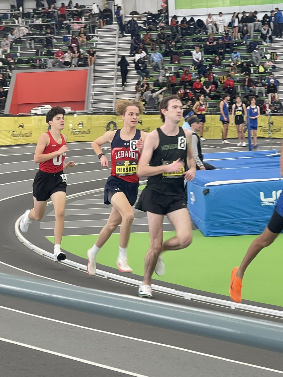 Battling a head cold, Sammy Hershey finishes his indoor season with a tough 5:04 effort.