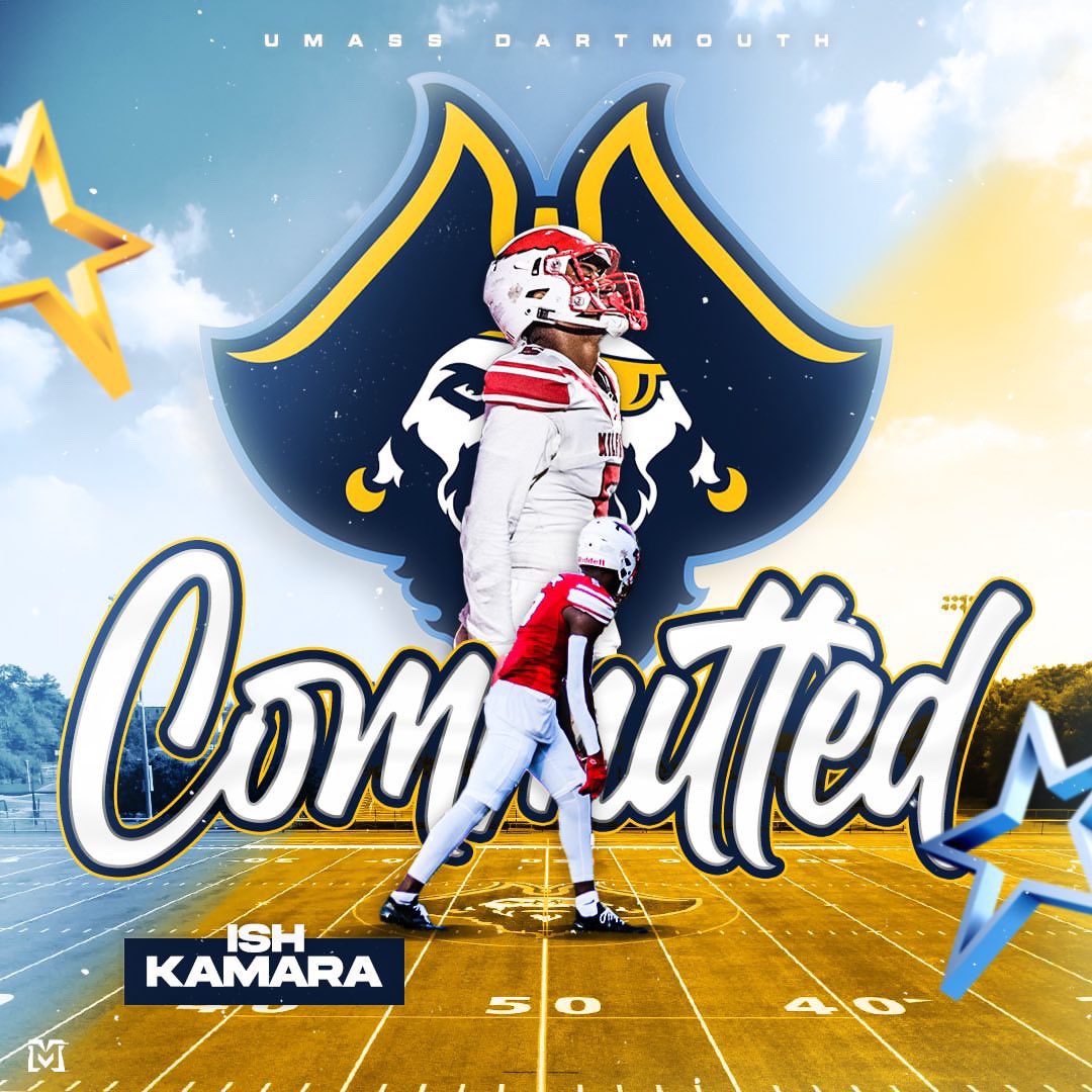 Ish Kamara (@ishkamara3) on Twitter photo Extremely blessed to announce my commitment to Umass Dartmouth! I’d like to Thank God and everyone that has pushed me to get here! <a href="/Coacholson2/">Dana Olson</a>
<a href="/OlsonDale44/">Dale Olson</a> <a href="/ChrisLeBlanc213/">Chris LeBlanc</a>
<a href="/UMASSDCoachSly/">Josh Sylvester</a> <a href="/BryanM66/">Bryan McCann</a> Extremely blessed to announce my commitment to Umass Dartmouth! I’d like to Thank God and everyone that has pushed me to get here! <a href="/Coacholson2/">Dana Olson</a>
<a href="/OlsonDale44/">Dale Olson</a> <a href="/ChrisLeBlanc213/">Chris LeBlanc</a>
<a href="/UMASSDCoachSly/">Josh Sylvester</a> <a href="/BryanM66/">Bryan McCann</a>