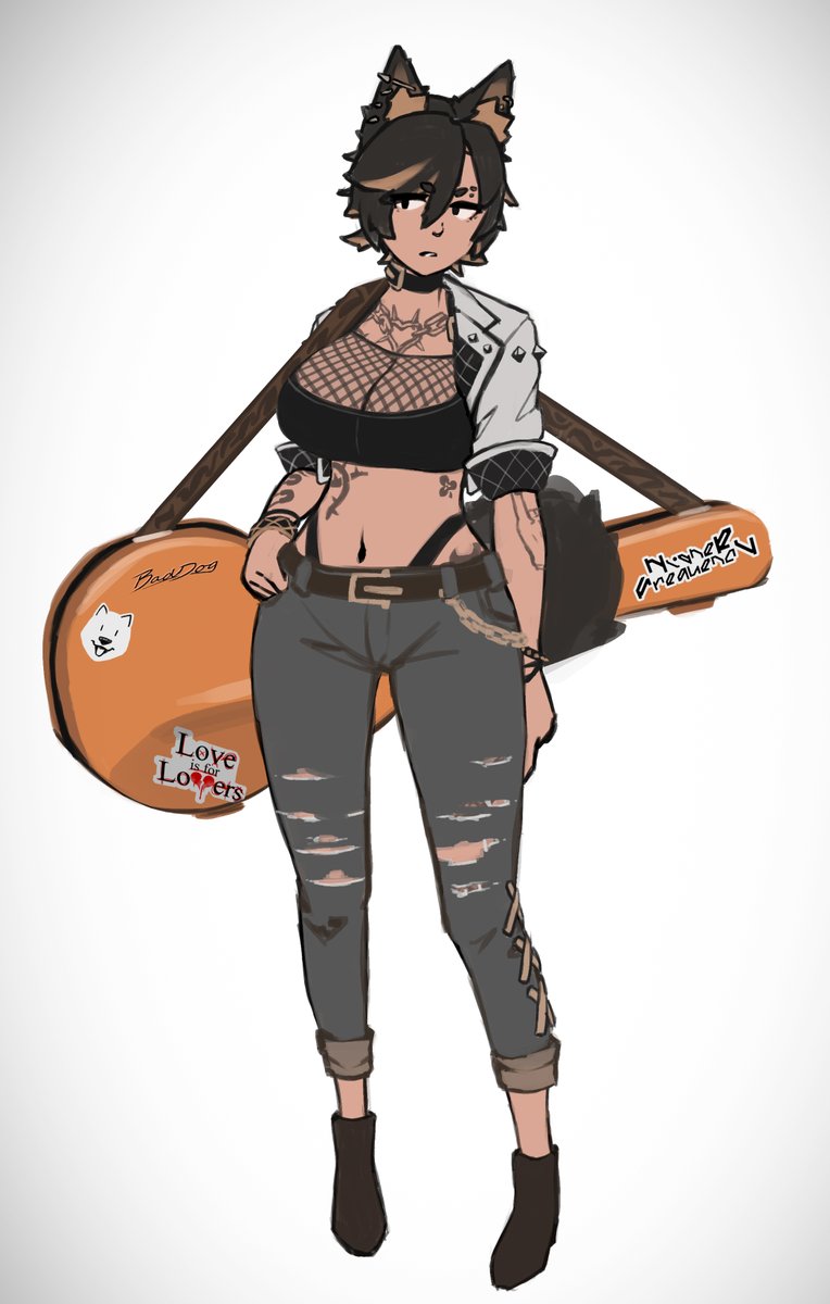 SilbDilby's tweet image. New dog girl today!!!

Her name is Clover- she&apos;s a shiba inu girl who works as a tattoo artist and piercer, and plays bass on the side. She&apos;s always overworking herself and frequents the bar and cafe where Koda works. She&apos;s also the one who did Koda&apos;s piercings!