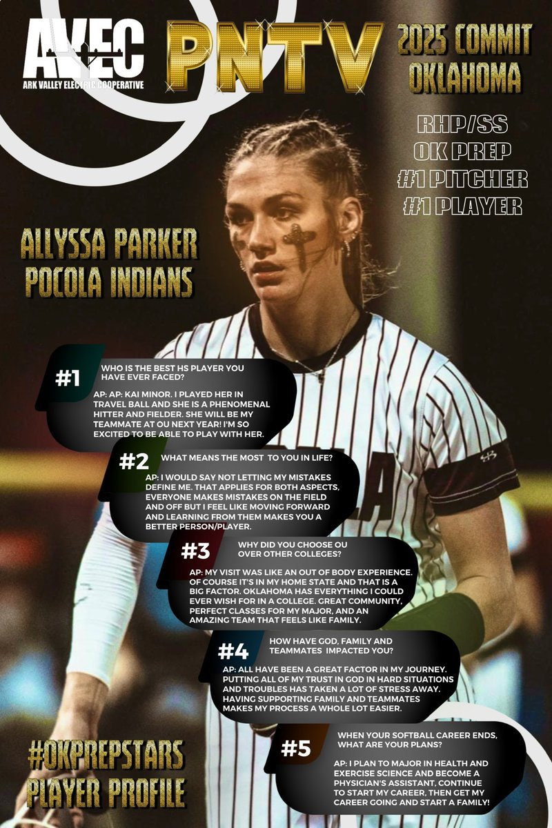 PNTV (@prepnation_tv) on Twitter photo #OKPrepStars: Prep Nation interviews
Pocola Lady Indian <a href="/AllyssaParker/">Allyssa Parker</a>.
4-Time PNTV Award Winner
2023 Class 2A Softball POY
2024 Miss Oklahoma
2024 Humm Babe Softball POY
2024 Young Gun Softball
Pitcher of the Year
2-Time State Champion
2022 Class 2A Basketball, Slow Pitch #OKPrepStars: Prep Nation interviews
Pocola Lady Indian <a href="/AllyssaParker/">Allyssa Parker</a>.
4-Time PNTV Award Winner
2023 Class 2A Softball POY
2024 Miss Oklahoma
2024 Humm Babe Softball POY
2024 Young Gun Softball
Pitcher of the Year
2-Time State Champion
2022 Class 2A Basketball, Slow Pitch