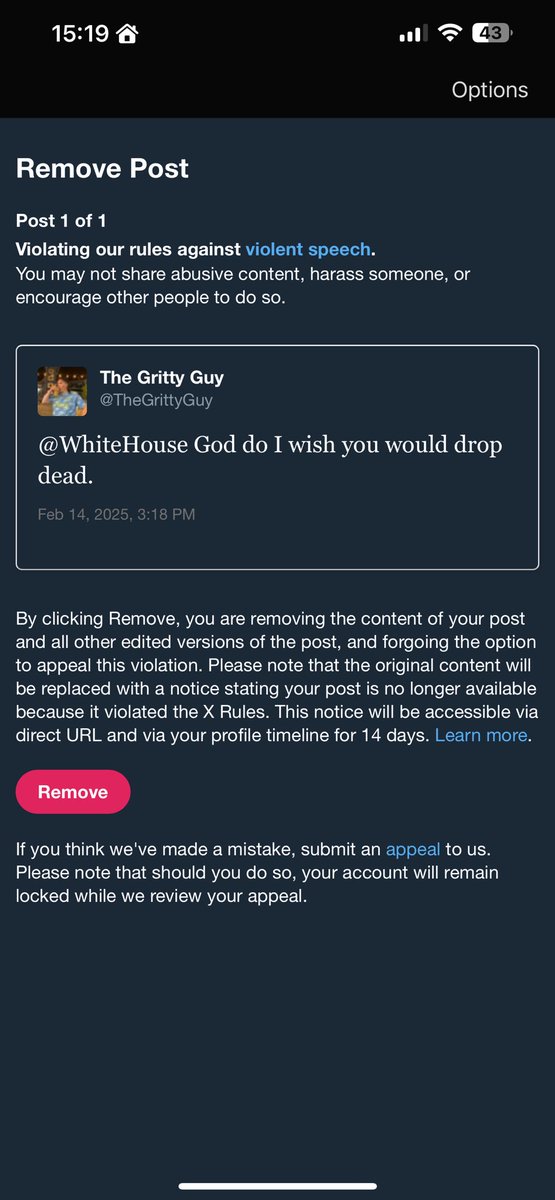 BeerLeaguePod's tweet photo. Good to see free speech is being restricted by Musk. https://t.co/p3kbexgzTW