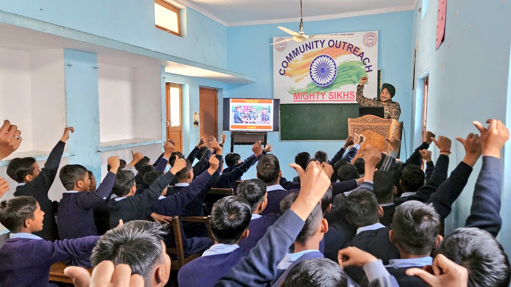 PRODefDehradun's tweet image. Celebrating their Diamond Jubilee, the MIGHTY SIKHS #GarudGunners reached out to the children at Anuvit Jati Ashram Paddhati Anuvasiya Vidyalaya , Raiwala &amp;amp; provided essential items like clothing &amp;amp; stationery to #uplift the less privileged &amp;amp; #enabling them for a bright future.