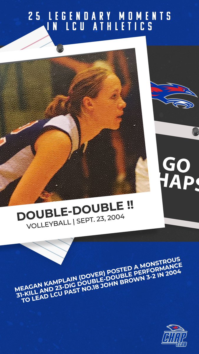 LCU Chaparrals (@lcuchaps) on Twitter photo Homecoming Month: Honoring Legendary Performances
Each day this month, we're taking a trip down memory lane to honor some of the most iconic performances in Chap history! Today we're remembering <a href="/LCUVolleyball/">LCU Volleyball</a>'s Meagan Kamplain (Dover), who had a 31-kill, 23-dig double-double in Homecoming Month: Honoring Legendary Performances
Each day this month, we're taking a trip down memory lane to honor some of the most iconic performances in Chap history! Today we're remembering <a href="/LCUVolleyball/">LCU Volleyball</a>'s Meagan Kamplain (Dover), who had a 31-kill, 23-dig double-double in