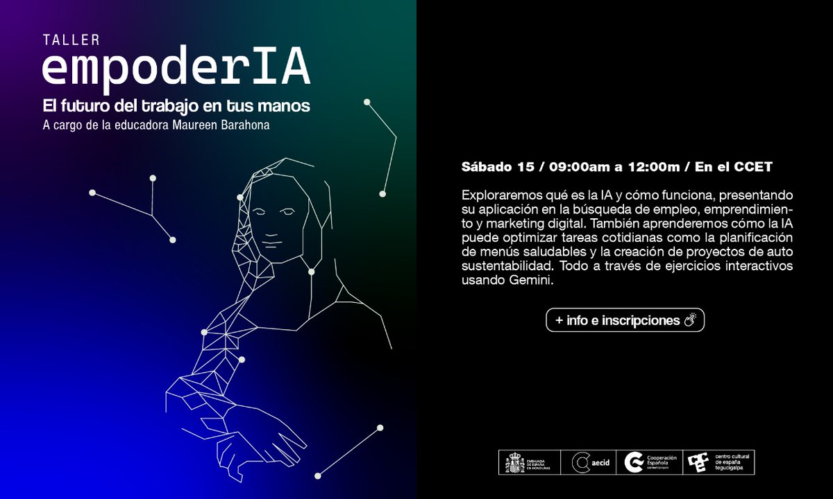 evilmona's tweet image. Sácale provecho a la IA. Taller gratuito. #Gemini
Se acaban de abrir cupos extras. No pierdas esta oportunidad. Comparté a alguien que lo necesite.
link de inscripción: docs.google.com/forms/d/e/1FAI…