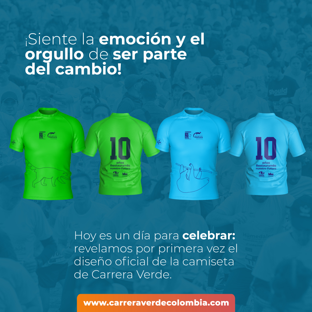 Este año, el número 10 brilla en cada detalle, recordándonos una década de esfuerzo y amor por la naturaleza. 👕

Cada inscripción te otorga esta exclusiva camiseta, símbolo de que ¡nos ponemos la 10 por los bosques! 🌳

🔗 Inscríbete ya en carreraverdedecolombia.com