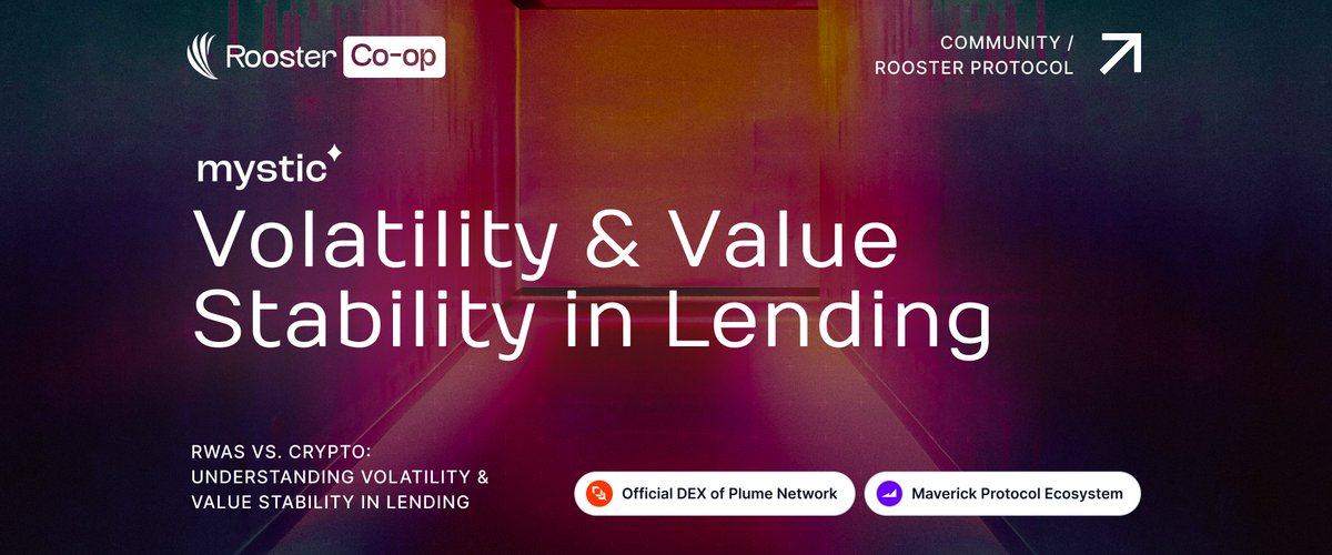 Rooster Protocol - RWA DEX (@roosterprotocol) on Twitter photo RWAs vs. Crypto: Which is better for on-chain lending?
It all comes down to volatility & value stability.
Our community researched <a href="/mystic_finance/">Mystic Finance</a> and found out how <a href="/roosterprotocol/">Rooster Protocol - RWA DEX</a>’s capital-efficient AMM unlocks potential of lending & #RWAfi on <a href="/plumenetwork/">Plume - RWAfi Chain</a>.
👇A thread RWAs vs. Crypto: Which is better for on-chain lending?
It all comes down to volatility & value stability.
Our community researched <a href="/mystic_finance/">Mystic Finance</a> and found out how <a href="/roosterprotocol/">Rooster Protocol - RWA DEX</a>’s capital-efficient AMM unlocks potential of lending & #RWAfi on <a href="/plumenetwork/">Plume - RWAfi Chain</a>.
👇A thread
