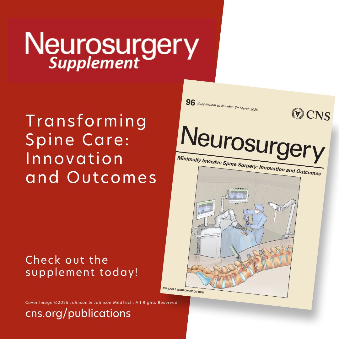 CNS (@cns_update) on Twitter photo Minimally invasive spine surgery has transformed the landscape of spinal care. This special supplement to <a href="/NeurosurgeryCNS/">Neurosurgery Publications</a> Neurosurgery highlights the evolution of these techniques, the technological advancements that have driven them, and their profound impact on patient Minimally invasive spine surgery has transformed the landscape of spinal care. This special supplement to <a href="/NeurosurgeryCNS/">Neurosurgery Publications</a> Neurosurgery highlights the evolution of these techniques, the technological advancements that have driven them, and their profound impact on patient