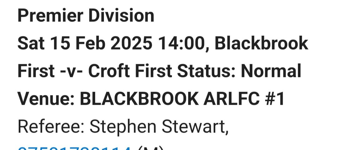 Tomorrow's Action 

<a href="/CroftFC1/">Croft FC</a>  at home <a href="/Blackbrook_Club/">Blackbrook Club</a>